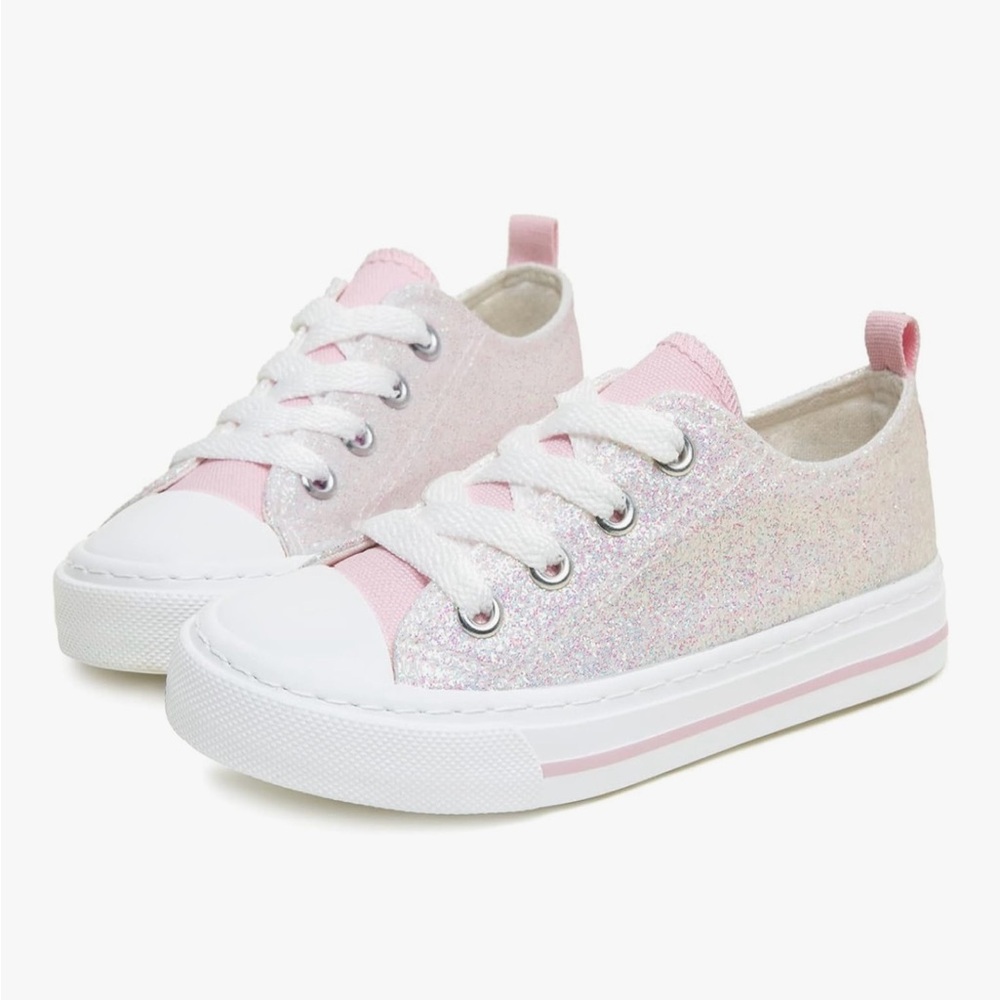 Sparkly Pink and White Kids Sneakers